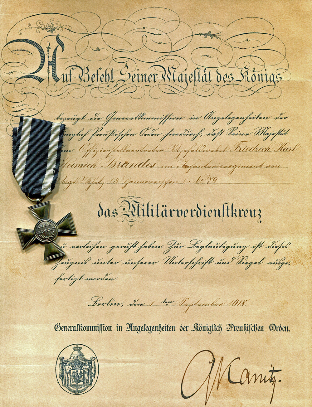 Verleihungsurkunde Brandes